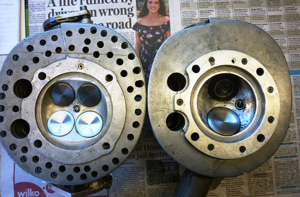 4-valve and 2-valve side  by side for comparisson